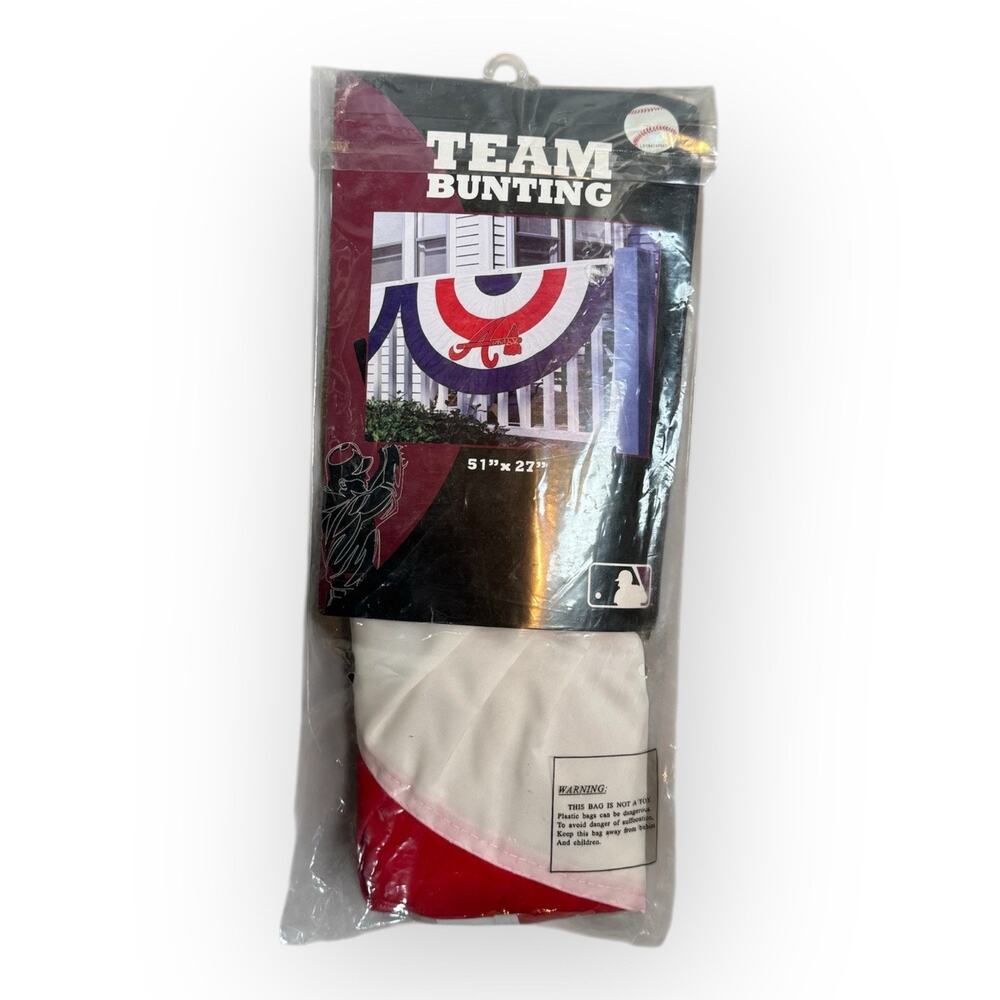 Atlanta Braves MLB Team Bunting Flag Banner 51” X 27” Deadstock Rare‎ Large